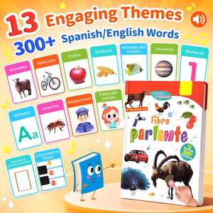 Livre sonore interactif bilingue espagnol et anglais de haute qualité personnalisé, 300 <span class=keywords><strong>mots</strong></span>, apprentissage précoce intelligent, pages tactiles, livre audio - Product Image 2