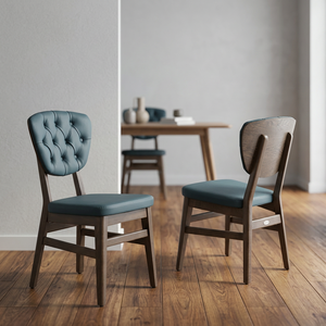 Modern Upholstered Dining Chair Solid Wood Frame Tufted <b>Back</b> <b>Cushioned</b> Seat Microfiber Fabrics Indoor Home Dining Room Furniture - Product Image 3