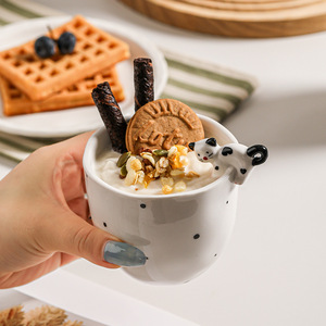 Mug en céramique avec motif d'animal de dessin animé - Tasse à café et à thé au lait créative et mignonne pour couple avec boîte cadeau - Product Image 3