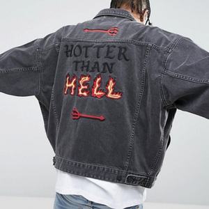 Wholesale Custom Fashion Casual Oversized Oem <b>Men</b> <b>Jeans</b> Jacket Denim Jacket for <b>Men</b> Printed at Back Embroidery Design - Product Image 1