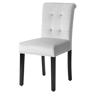 Silla de comedor de terciopelo con capitoné y adornos de tachuelas, patas negras, asiento tapizado para comedor en casa - Product Image 4