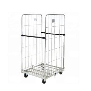 तार जाल पूर्ण सुरक्षा फोल्डेबल नेस्टिंग लॉन्ड्री रोल पिंजरे स्टील स्टोरेज बॉक्स भारी शुल्क पैलेट रैक 500 किलोग्राम क्षमता जस्ता - Product Image 2