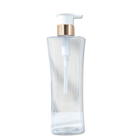 Vente en gros de flacons pompe en plastique givré de 400 ml pour gel douche, lotion cosmétique, shampoing, avec pompe dorée, modèle 76