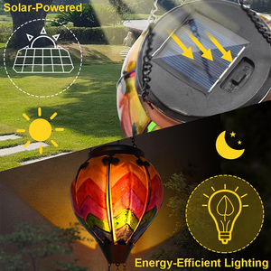 Colorful Solar <strong>Lantern</strong> Glass Hanging Solar Hot Air Balloon <strong>Lantern</strong> With Flickering Flame Outdoor for Garden Patio <strong>Christmas</strong> - Product Image 4