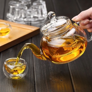 Mini <span class=keywords><strong>Teiera</strong></span> in Vetro <span class=keywords><strong>da</strong></span> 400ml 600ml 800ml con Infusore Rimovibile, Adatta per Piano Cottura e Microonde, Set per Tè Sfuso Soffiato a Bocca - Product Image 2