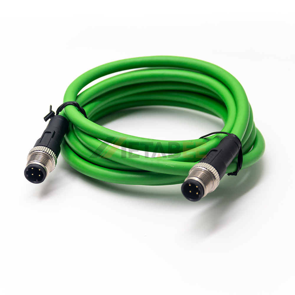 Cable recto M12 macho a macho, cable industrial de doble extremo