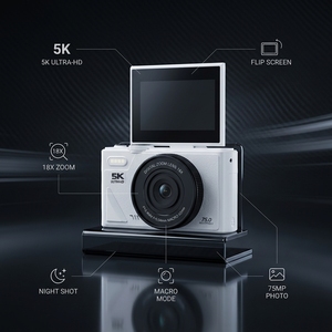 Super Deal 5K 75MP Flip Screen Vlogging Camera WiFi APP Control 19 Filters Webcam OEM Customizable DC1807 18X Digital 1)5K - Product Image 1