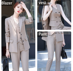 Precio barato de fábrica, chaqueta formal para mujer, trajes de negocios de tres piezas para mujer - Product Image 6