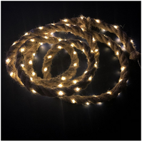 Guirlande lumineuse corde de chanvre B/O, flexible, à piles, éclairage décoratif d'extérieur et d'intérieur