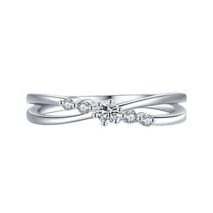 Bague à breloques empilables en argent sterling 925 véritable plaqué rhodium avec zircon, pour femme, idéale comme cadeau - Product Image 1