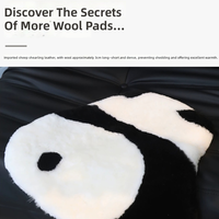 Coussin en laine écologique en forme de panda, coussin en peau de mouton naturelle pour la décoration du salon