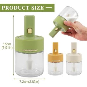 Cooking BBQ Custom <b>Spice</b> Container Bottle Glass Seasoning <b>Jar</b> with Telescopic Retractable Spoon and Lid for Sugar Salt Pepper - Product Image 5