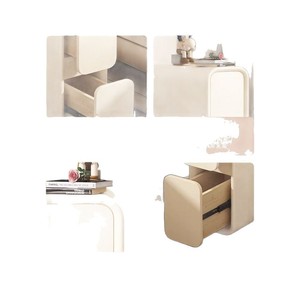 Cream Bedside <b>Table</b> Solid Wood Storage Nightstand Bedroom Minimalist Modern <b>Small</b> Ultra Narrow 20cm Gap - Product Image 5