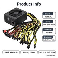Penjualan Langsung Pabrik ALEO 4U Silent ATX 2000W 20+4Pin PSU 12V Mendukung 8 Konektor Kartu Grafis Stok Server Hitam Bahan PC