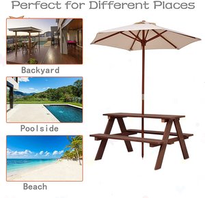 Beste Kwaliteit Kids Picknick <span class=keywords><strong>Folding</strong></span> Voorschoolse Peuter Outdoor Parasol Houten Tafel En Stoel Set - Product Image 3