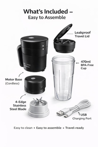 Vaso <span class=keywords><strong>Mezclador</strong></span> Portátil de Alta Calidad, Recargable por USB, 470 ml, 6 Cuchillas, Mini Licuadora de Frutas, Exprimidor Manual, Batidora de Smoothies con Pajita - Product Image 2