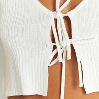 Gilet court tricoté noir doux pour femmes, été