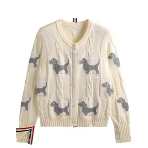 Pull de maternité High-Sense, couleur personnalisable, motif de chiot, style universitaire, pull à col rond en fil épais, pull pour femmes - Product Image 6
