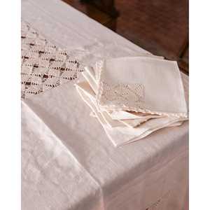 Mantel de Lino a Rayas Étnicas con Inserto Geométrico de Crochet, Rectangular, para Bodas, Hoteles, Catiacingolani - Product Image 3