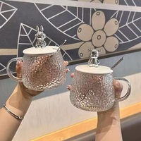 Gobelet en verre personnalisé MU à motif d'ours avec paille et poignée pour boire directement, usage domestique, design moderne, cadeau d'affaires, jetable