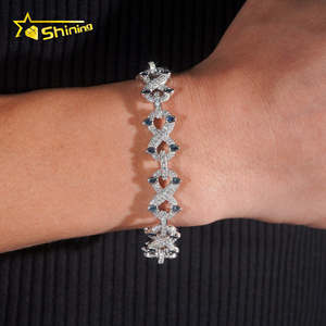 Solic Silver 925 Gold Plated Pass Diamond Tester Hip Hop Jewelry Custom Colored Moissanite Iced Out Cuban Link Chain Bracelet - Product Image 2