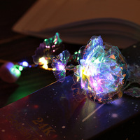 Feuille d'or Rose fleur cadeau de saint-valentin cadeau d'anniversaire fête des mères avec lumière LED fleur éternelle Offre Spéciale