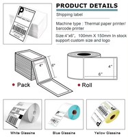 Label Stiker Printer Kustom Thermal Langsung untuk Barcode 76.2x101.6mm 3x4 Inch, Dicetak, Perekat Sendiri, untuk Penandaan Gudang dan Kemasan