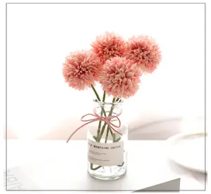 Flor artificial de chrysantemo, pequenas flores em vaso, flor única com bola de dandelion para arranjo de flores