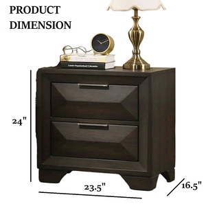 Transitional Style Nightstand Espresso Finish Metal Handles Dovetail Drawers <b>Under</b> <b>Bed</b> Storage - Product Image 3