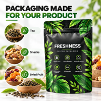 Sacs en Mylar noirs personnalisés, pochettes refermables à fermeture éclair, emballage anti-odeur haute barrière pour thé et herbes séchées