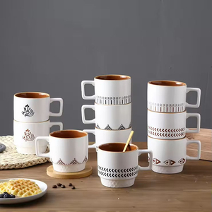 High Quality Modern Ceramic Customizable Drinking <b>Cup</b> Wholesale Tea Coffee Milk Mugs Sustainable <b>Reusable</b> Nordic Pattern - Product Image 5