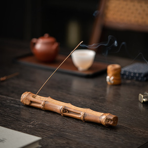 Bamboo Root Incense Pen Holder <b>Round</b> Shape For Calligraphy Painting <b>Brushes</b> Scholar Decor Dehua Origin - Product Image 1