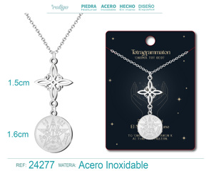 Collana di amuleto portafortuna con nodo da strega in acciaio inossidabile tetraraton - Product Image 6
