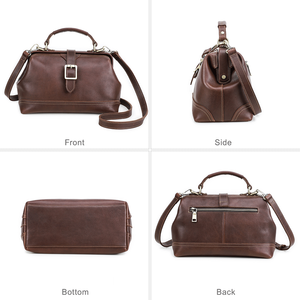 Sac <span class=keywords><strong>Docteur</strong></span> En Cuir Pleine Fleur - Style Retro Elégant Avec Bandoulière Détachable Et Fermoir Métal-2 En 1 Main/Bandouliere - Product Image 3