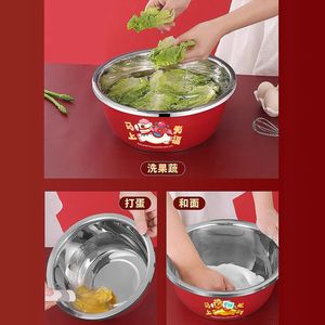 Bac en acier inoxydable multi-usage 304 de qualité alimentaire, grande taille, pour laver les légumes, pétrir la pâte, mélanger, cuisiner - Product Image 1