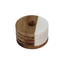 Ensemble élégant en bois et pierre blanche avec support pour décoration de table élégante pour la maison Accessoires de verres de qualité supérieure