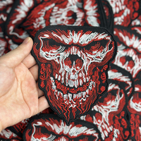 Crâne masqué moto Punk Biker veste patchs brodés prêt expédition personnalisé fer sur patchs de broderie