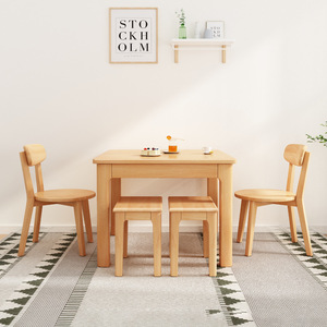 Nordic Solid Wood Square Dining <b>Table</b> Walnut Color Stable Combination Furniture For Dining Room - Product Image 5