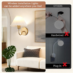 Lampes murales traditionnelles, corps en cuivre, abat-jour blanc, E26 LED, commande par interrupteur, montage mural pour chambre à coucher, salon, cuisine - Product Image 3