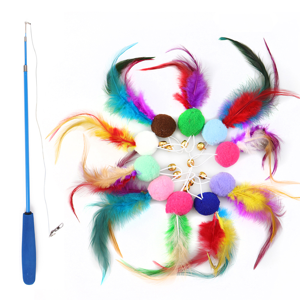 manufacturer wholesale high quality 11 items interactive cat feather toys set