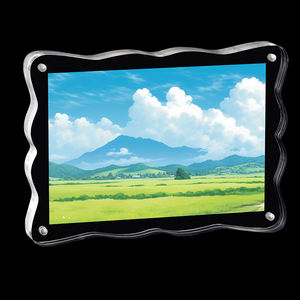 Bingkai Foto Akrilik Magnetik Transparan Modern yang Dapat Disesuaikan, Tepi Bergelombang, Portabel, Berdiri Sendiri, Sudah Terakit - Product Image 4