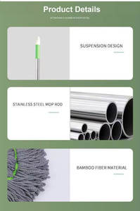 Vente flash : Serpillère télescopique en acier pour sols secs et humides avec essoreur automatique, nettoyage facile, serpillère magique - Product Image 5