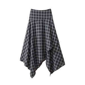 <span class=keywords><strong>Jupe</strong></span> midi trapèze d'été pour femme, motif écossais noir et <span class=keywords><strong>gris</strong></span>, design asymétrique, style décontracté, taille naturelle, petite <span class=keywords><strong>jupe</strong></span> écossaisée élégante - Product Image 1