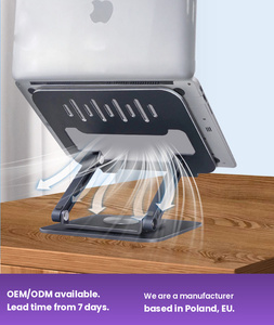 Support de tablettes en métal en aluminium réglable Support de support pour ordinateur portable avec base rotative à 360 - Product Image 3