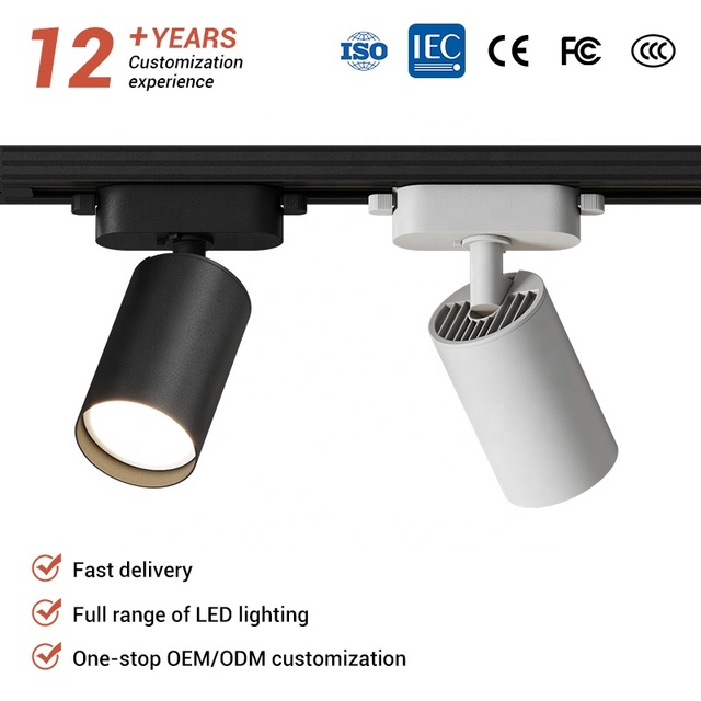 Factory Wholesale Commercial Lighting Store Home Hotel Black White Iron Ceiling Rail System GU10 5W 7W LED Track Light