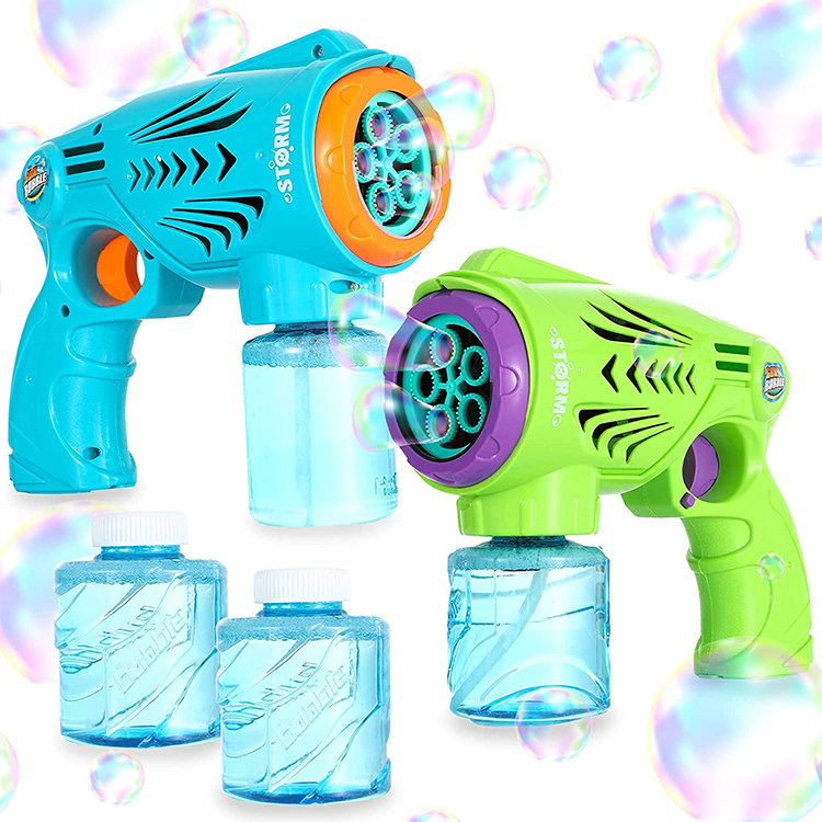 Оптовая продажа, летние игрушки, пузырьковый бластер, игрушечные пистолеты, 2 упаковки, пузырьковый пистолет для малышей с пузырьковым раствором
