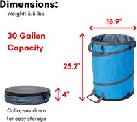 Fourre-tout robuste pour le jardinage, sacs de rangement pour jardin, sac poubelle pliable, conteneur de déchets de feuilles de pelouse de 30 gallons, poubelle de camping