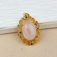 Joyería de Moda, Colgante de Piedra Ovalada de Piedra Preciosa Natural, Chapado en Oro, Colgante de Cristal Vintage con Incrustaciones de Circonita, Regalo para Mujer