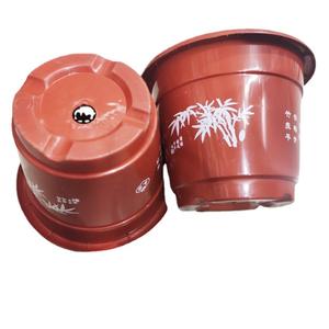 Maceta pequeña de plástico, color rojo baldosa, diseño de hojas de bambú y poema, aproximadamente 15*11cm, venta al por mayor a partir de uno o dos yuanes. - Product Image 2