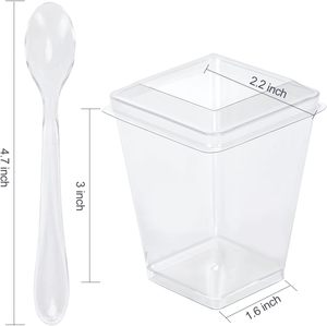 Vasos Transparentes de PS de 5 oz para Postres, con Tapas y Cucharas, para Fiestas, Logotipo y Tamaño Personalizables Disponibles - Product Image 2